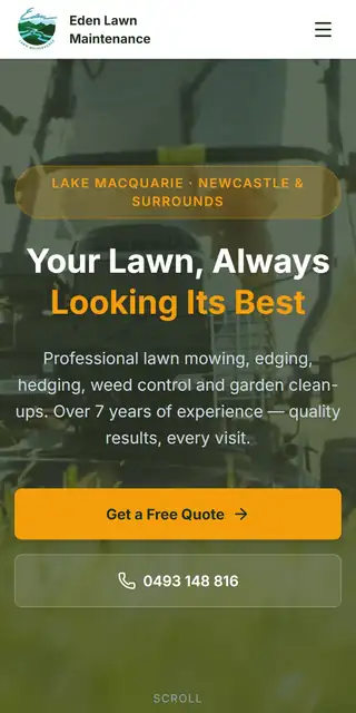 Example landscaper website on mobile, tablet, and desktop mobile