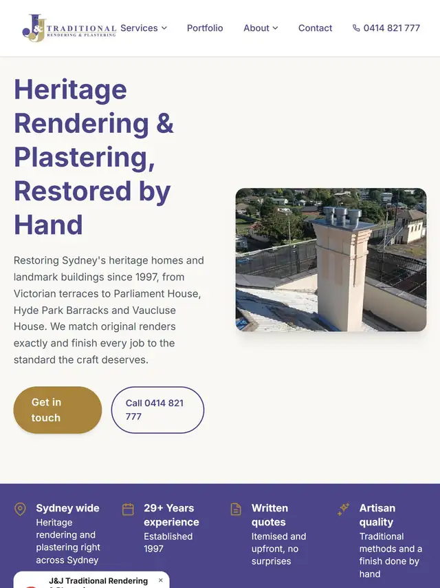 J&J Traditional Rendering & Plastering tablet