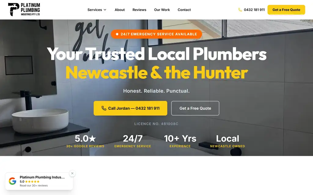Platinum Plumbing desktop
